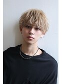 ナチュラルマッシュショートアッシュメンズツーブロックパーマ