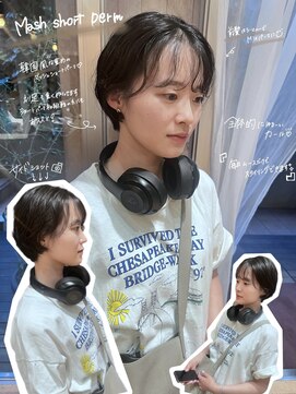 ジェノ(JENO by apish) ゆるめカールのマッシュショートパーマ!斜めバング!