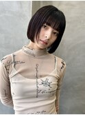 大人ボブ大人ショートボブ切りっぱなしボブ前髪あり前下がりボブ
