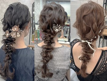 ワンズ ナゴヤ ヴィラ 名古屋栄(ONE's NAGOYA VILA)の写真/<ヘアセットも人気◎>巻きおろし¥2000~(30分)*2次会や大切な時間を彩るヘアメイクはONE'sで♪[名古屋栄駅]