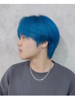 エイル 北堀江(Eir)&nbsp;テテ風　マッシュ　ブルーカラー　韓国アイドルヘア