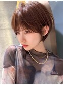 ココアベージュ/バーガンディ/ショート/髪質改善/縮毛矯正/天神