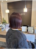 切りっぱなしボブ/ボルドー