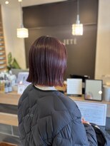 グランジュテ ヘアアンドスパ 真砂(GRAND JETE)&nbsp;切りっぱなしボブ/ボルドー