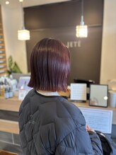 グランジュテ ヘアアンドスパ 真砂(GRAND JETE) 切りっぱなしボブ/ボルドー