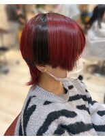 ブラウン(Brown)&nbsp;中性ウルフカット×デザインカラー