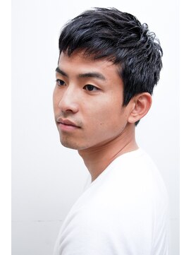 メリケンバーバーショップ コウベ(MERICAN BARBERSHOP KOBE) ツーブロックツイストパーマビジネスかき上げフェード#m527