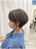 【Hanon 大宮】オリーブ/前髪無しショート/センターパート