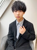 20代30代韓流☆ツイストパーマショートマッシュアッシュブラック
