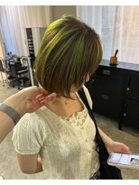 アットラップレーヴ(attrape-reve) 20代30代韓国風丸み小顔ボブグリーンブラウンカラー