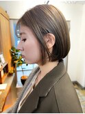 黒髪/ボブルフ/ネビージュ/小顔/ワンレン/前髪/ミディ/20代/30代
