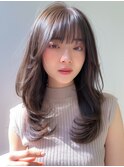 小顔ワンカールレイヤーカットくびれヘアアプリコットオレンジ