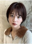 「岩田莉奈」地毛風縮毛矯正 ひし形ショートボブ 白髪染め 新宿
