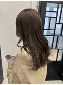 韓国顔まわりレイヤーカットグレージュオリーブベージュブラウン