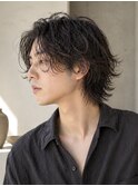 ニュアンスパーマ メンズミディアム銀座 縦落ちパーマ 波巻き