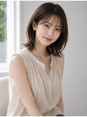 池袋 大人ミディ くびれミディ レイヤーカット シースルーバング