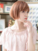 カバーヘアアンドスパ ブリス 浦和(COVER HAIR&SPA bliss)&nbsp;オレンジピンク大人かわいい前下がりミニボブc5浦和10代20代30代