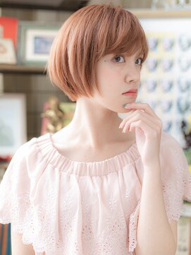 カバーヘアアンドスパ ブリス 浦和(COVER HAIR&SPA bliss) オレンジピンク大人かわいい前下がりミニボブc5浦和10代20代30代