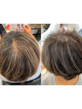 今話題の脱白髪染め！細かいハイライトを被せることで、根元や生え際も目立ちにくく若々しい印象に♪