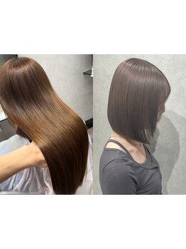 今流行りの髪質改善でダメージをおさえながらツヤ髪ストレートで毛先まで指通り滑らかな美髪に♪