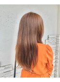 暖色系カラーオレンジベージュ透明感ロングヘア20代30代40代
