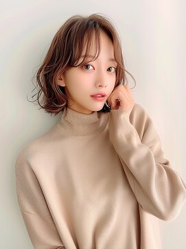 クラン 岡本(Chlan) 抜け感ミディ×外ハネウェーブ巻き