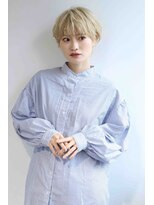 アボヘアー(Abo hair)&nbsp;ホワイトブロンド×ショートボブ大人可愛い無造作カット20代30代