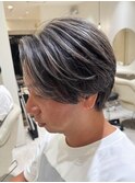 50代40代白髪ぼかしシルバーメッシュバレイヤージュ