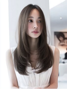 ダル 渋谷/表参道(DAL.) 顔周りカットハッシュカットダークブラウンワンホンレイヤー韓国