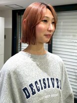 オーシャン(Ocean)&nbsp;ダブルカラー 切りっぱなしボブ アッシュピンク 顔周りカット