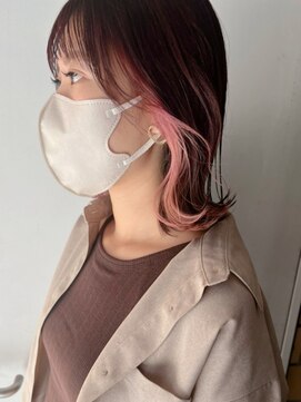 ベイルーム(BAYROOM by HONEY omotesando) 大人可愛い20代30代40代ピンクインナーくびれボブ(yu-ka)