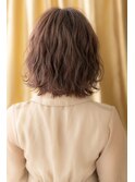 ココアベージュくせ毛風外ハネボブウルフY大宮20代30代40代