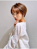 前髪あり耳掛け丸みくびれショートボブ20代30代40代50代(蘭)