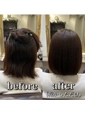 大きくうねる髪を美髪矯正(縮毛矯正)で美しくまとまるツヤボブに