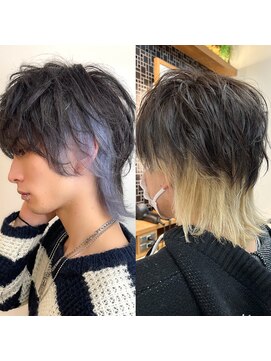 ルーム(Room) メンズウルフインナーカラー/インナーベージュ/ブルーアッシュ