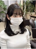黒髪/ボブルフ/ネビージュ/小顔/ワンレン/銀座/髪質改善/前髪