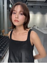 愛されロングボブ顔まわりレイヤーチョコレート