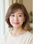 40代50代小顔◎白髪ぼかしハイライト×ひし形ボブ