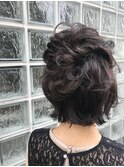 ミディアム/ヘアセット/ダークアッシュ/シニヨン