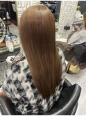 大人可愛い透明感立体感グレージュ×エアストレート