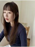 ぱっつん前髪 ワイドバング ロングレイヤー 暖色 HR-53