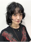 □ ハッシュカットグレージュデザインカラーツートンカラー