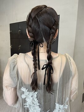 ヘアー アイス ルーチェ(HAIR ICI LUCE) ブリーチなしくすみベージュ冬カラーお呼ばれヘアアレンジ/今枝
