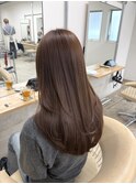 イメチェン前髪ベージュ艶ロング