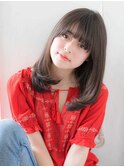 厚めバング　グレージュ