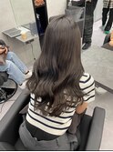 ブリーチなしダブルカラー　グレージュカラー　暗髪カラー