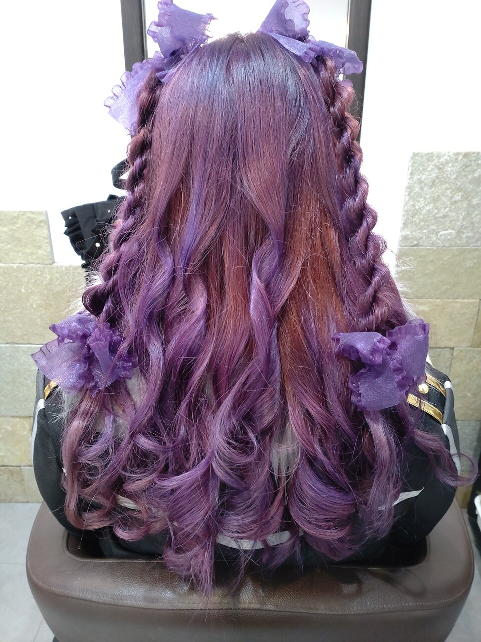 紫髪。 派手髪☆ハーフ編み込みツイン：L213301231｜シュモレアズ 北習志野