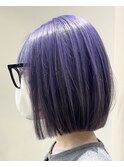ラベンダーカラー　切りっぱなしボブ