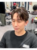 ビジネスメンズショートリクルート七三かき上げヘアツーブロック