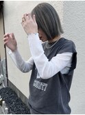 切りっぱなしボブ×グレージュ